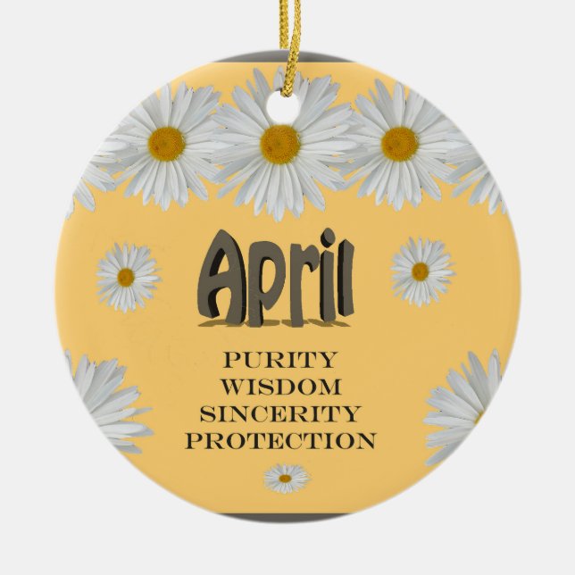 April Birth Month Flower is the Daisy - Ceramic Tree Decoration (Front)