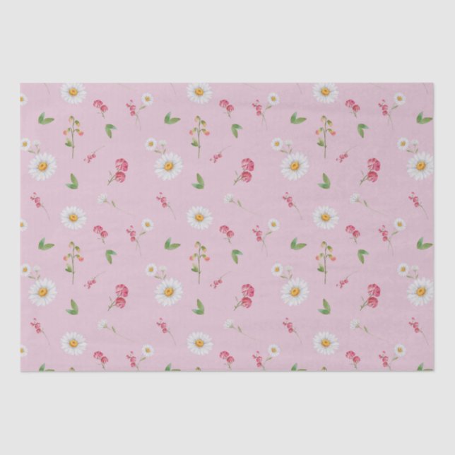 April Birth Month Flowers Daisy Sweet Pea  Tissue Paper (Front)