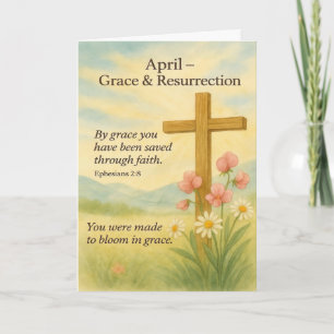 April Birthday Bible Verse Cross and Resurrection  Holiday Card