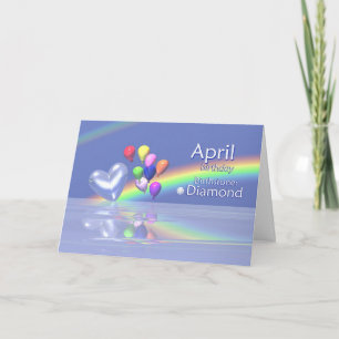 April Birthday Diamond Heart Card