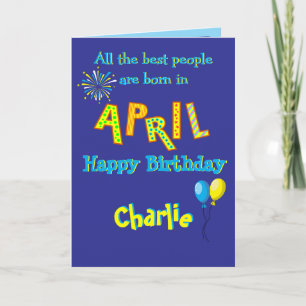 April Birthday Folded Greeting Card