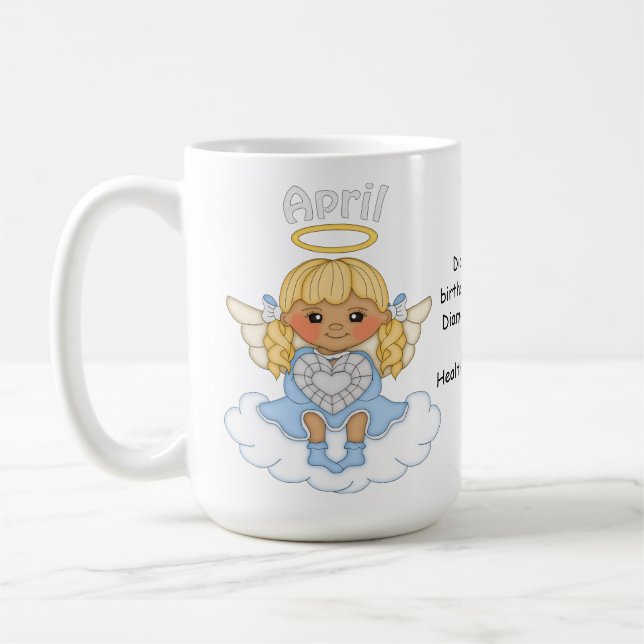 April Birthstone Angel Blonde Coffee Mug (Left)