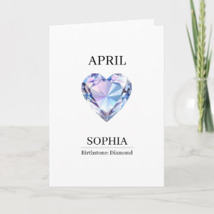 April Birthstone Birthday Name Diamond Card