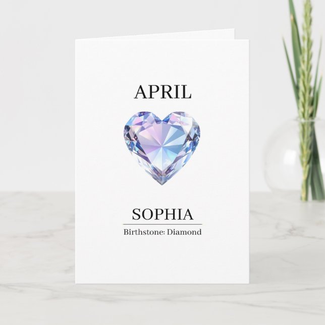 April Birthstone Birthday Name Diamond Card (Front)