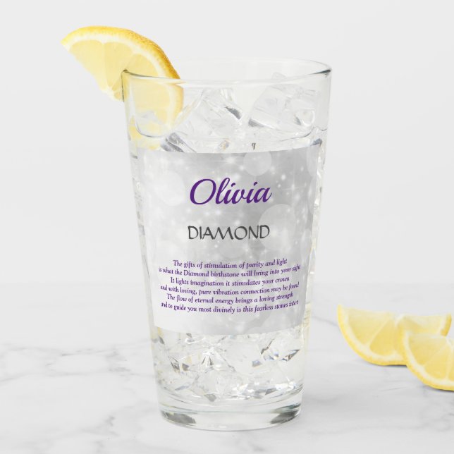 April Birthstone Diamond design  Glass (Front Ice)