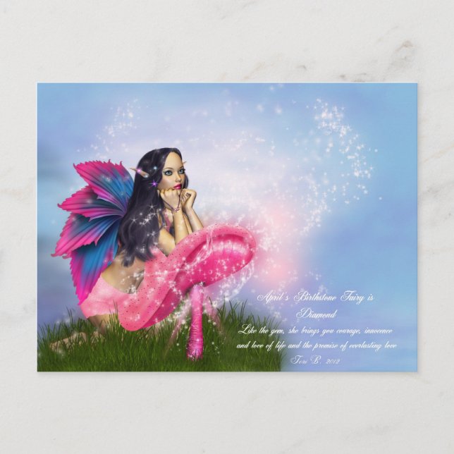 April Birthstone Fairy Postcard (Front)