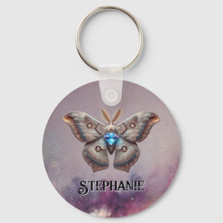 April Birthstone Keychain - Diamond Moth Design