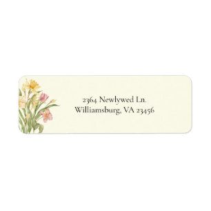 April Blossom Daffodil Wedding Address Label
