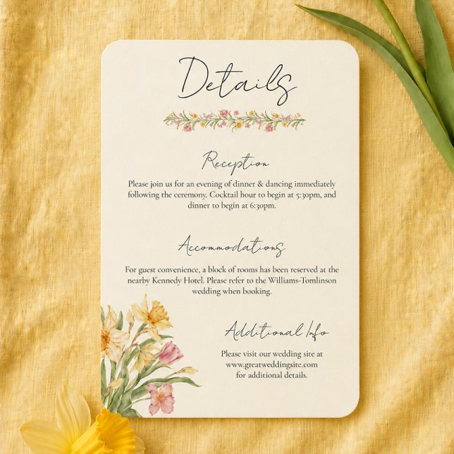April Blossom Daffodil Wedding Enclosure Card (Creator Uploaded)
