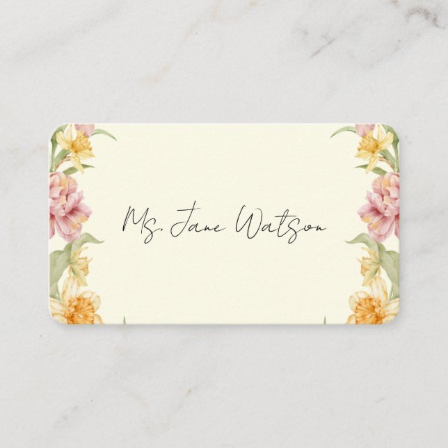 April Blossom Garden Daffodil Place Card (Front)