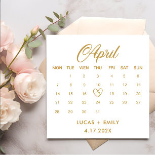 April Calendar Gold Wedding Napkin