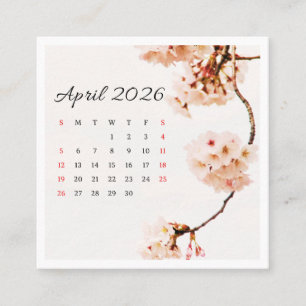 April Calender 2026 Square Business Card