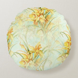 April Daffodils Round Cushion