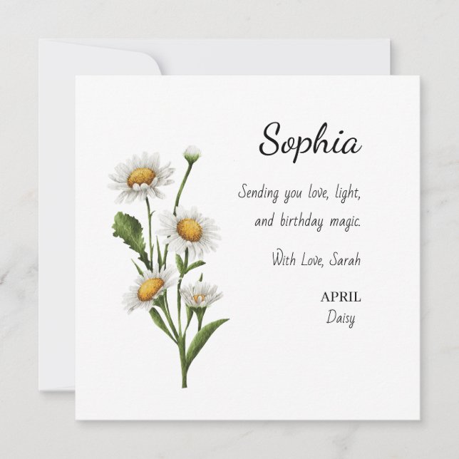 April Daisy Personalized Birthday Card (Front)