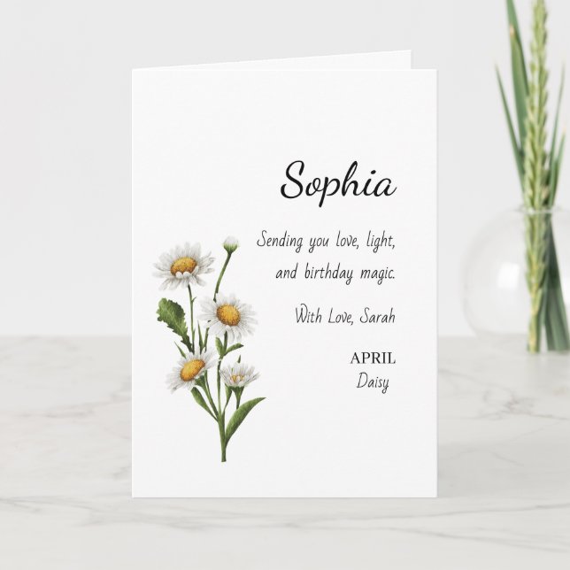 April Daisy Personalized Birthday Card (Front)