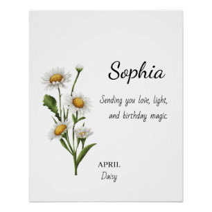 April Daisy Personalized Birthday Poster