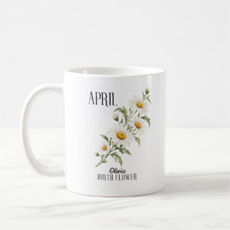 April Daisy Watercolor Birth Flower Coffee Mug