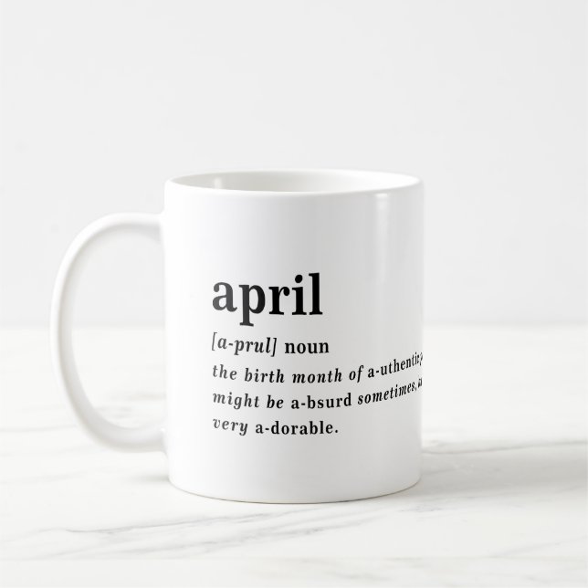 April Definition Birthday Coffee Mug (Left)