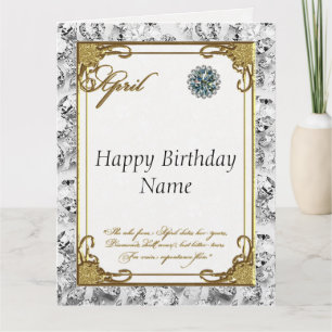 April Diamond Birthstone Birthday 8.5x11 Card