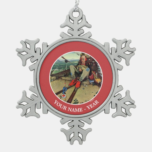 April Fool, 1945 Snowflake Pewter Christmas Ornament (Front)