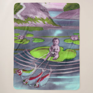 April Fool Vintage French Postcard Sherpa Blanket