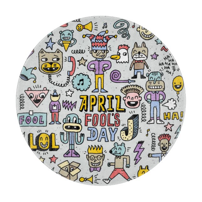 April Fools: Colourful Doodle Set. Cutting Board (Front)