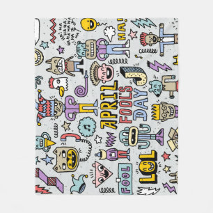April Fools: Colourful Doodle Set. Fleece Blanket