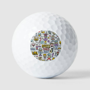 April Fools: Colourful Doodle Set. Golf Balls