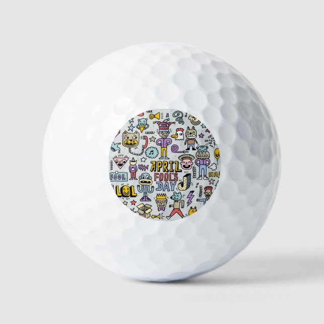 April Fools: Colourful Doodle Set. Golf Balls (Front)
