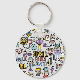 April Fools: Colourful Doodle Set. Key Ring