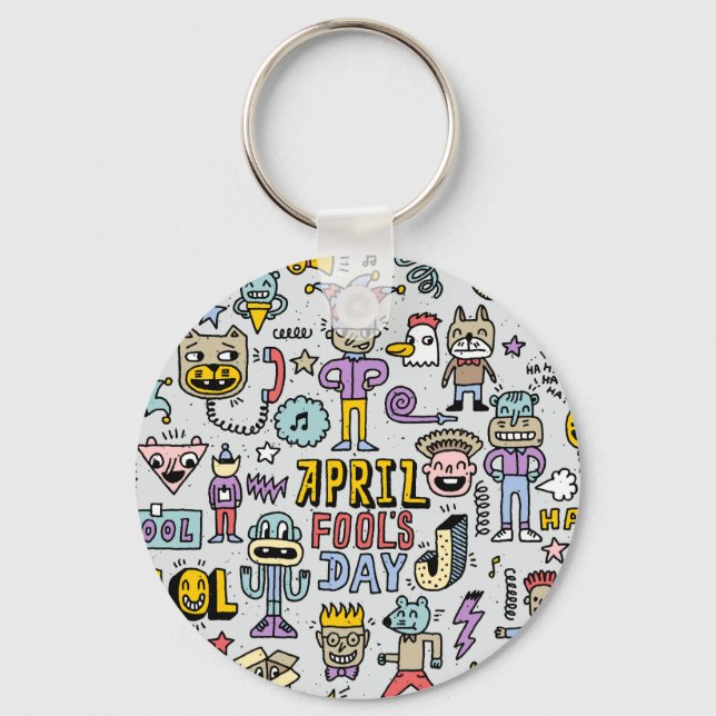 April Fools: Colourful Doodle Set. Key Ring (Front)