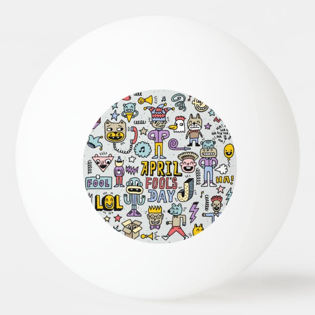 April Fools: Colourful Doodle Set. Ping Pong Ball (Front)