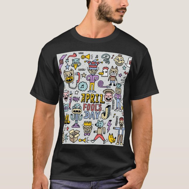 April Fools: Colourful Doodle Set. T-Shirt (Front)