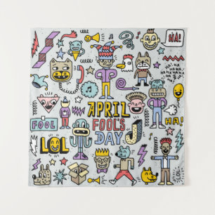 April Fools: Colourful Doodle Set. Tapestry