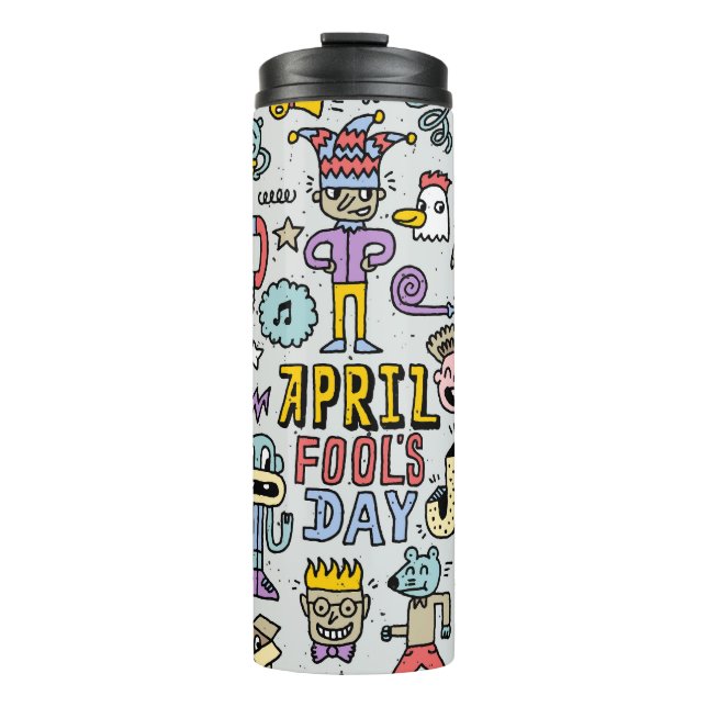 April Fools: Colourful Doodle Set. Thermal Tumbler (Front)