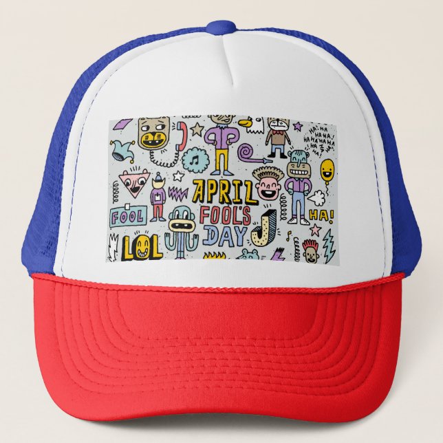 April Fools: Colourful Doodle Set. Trucker Hat (Front)