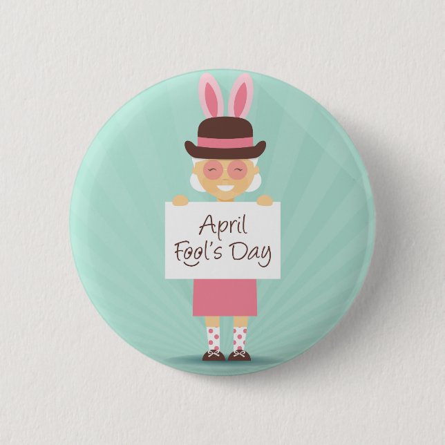 april fools day 6 cm round badge (Front)