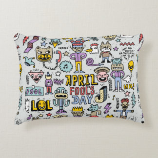 April fools day funny doodle colorful set 1. Vinta Decorative Cushion