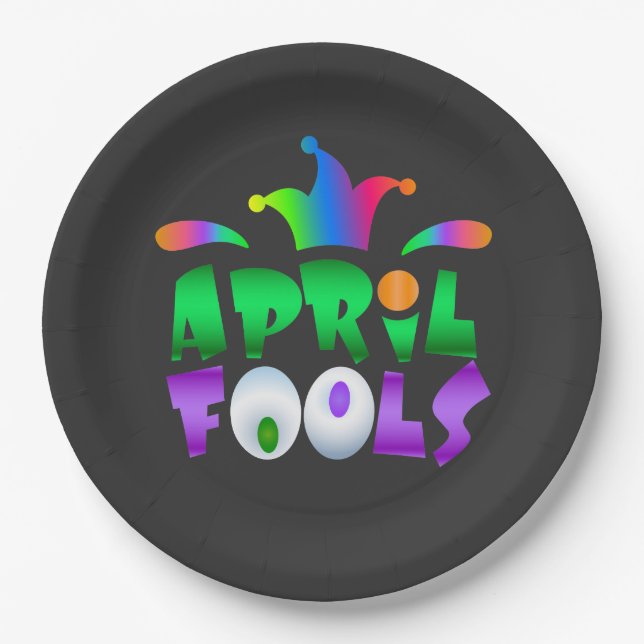 April Fools Day Funny Modern Jester Paper Plate (Front)