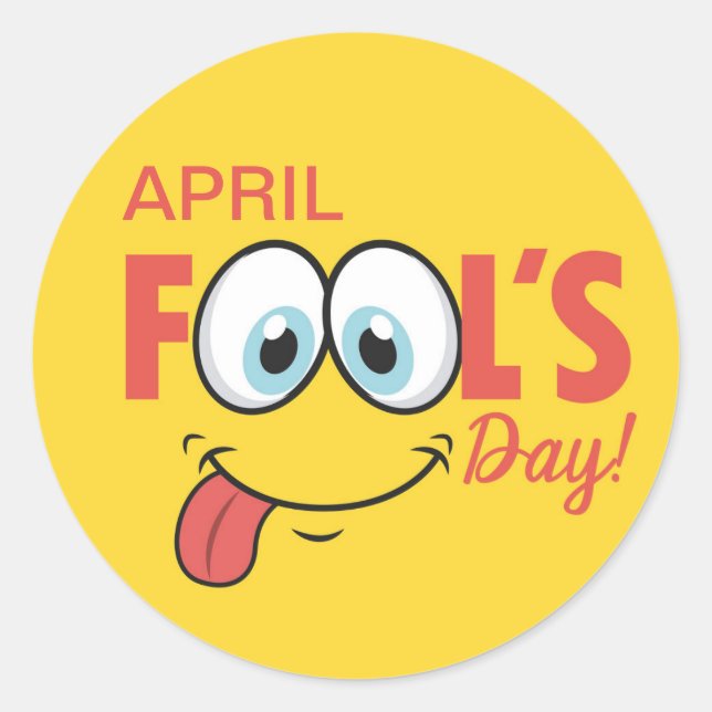 April Fool's Day Happy Funny Face | Holidays Classic Round Sticker (Front)