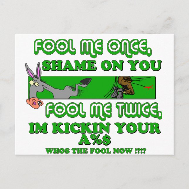 April Fools - Fool Me Once Postcard (Front)