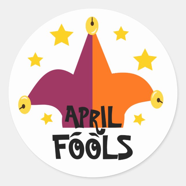 April Fools Jester Hat Classic Round Sticker (Front)