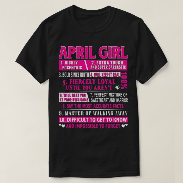 April Girl  Funny April Birthday  T-Shirt (Design Front)