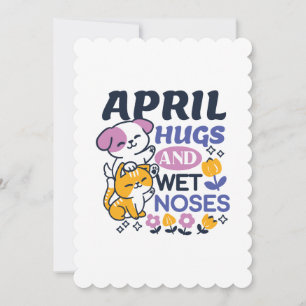 April Hugs and Wet Noses – Cute Dog and Cat Art Invitation