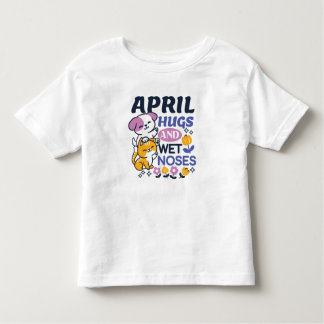 April Hugs and Wet Noses – Cute Dog and Cat Art Toddler T-Shirt