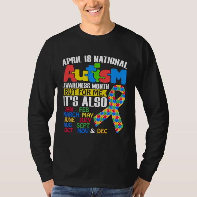 April Is National Autism Awareness Month Puzzle Pi T-Shirt (Front)