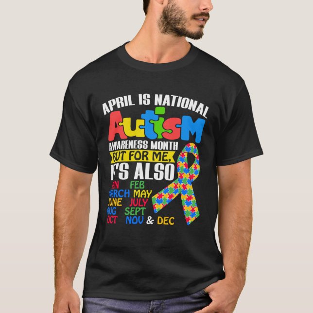 April Is National Autism Awareness Month Puzzle Pi T-Shirt (Front)