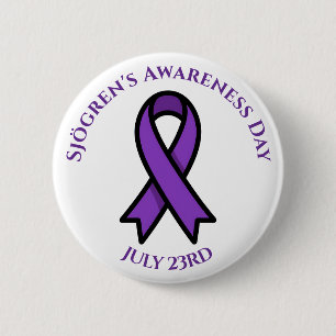 April is Sjögren's Awareness Day Purple Ribbon 6 Cm Round Badge