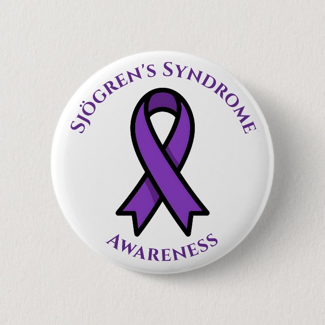 April is Sjögren's Awareness | Purple Ribbon 6 Cm Round Badge (Front)
