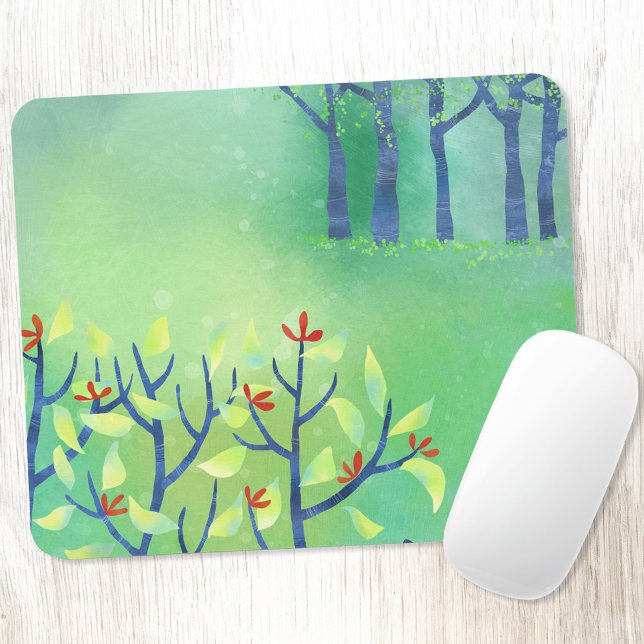 April Landscape Mouse Pad (Green landscape abstract painting art mousemat)